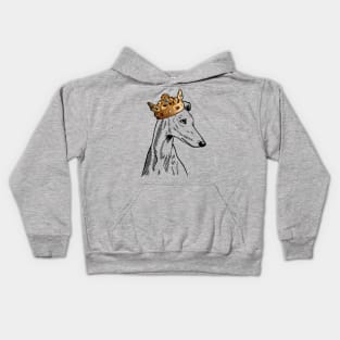 Greyhound Dog King Queen Wearing Crown Kids Hoodie